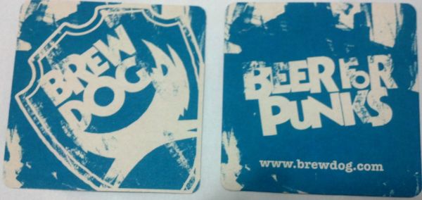 Bolacha de chopp Brew Dog Beer for punks frente verso qdo